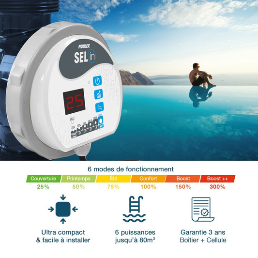 ELETROLISADOR / CLORADOR SALINO POOLEX TURBO SALT ATÉ 20M3